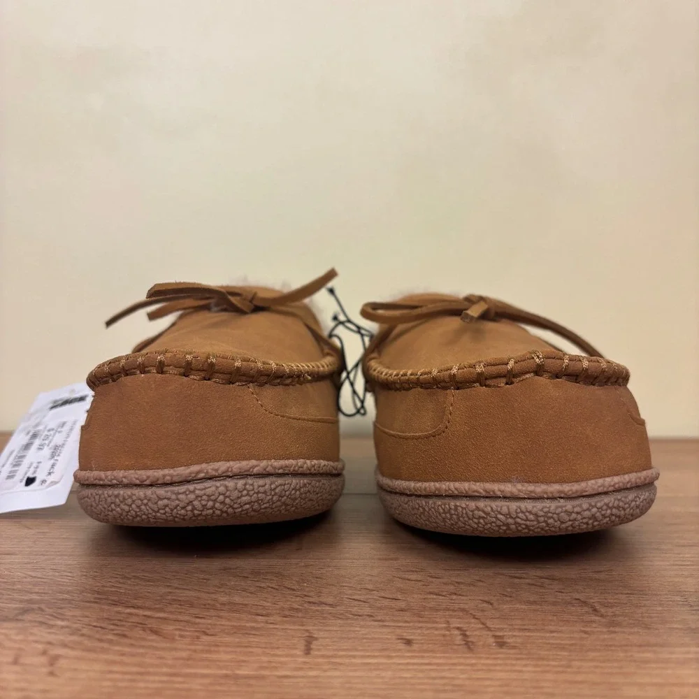 NEW NORDSTROM RACK Dutton Faux Shearling Slippers Chestnut Tan Women Size S 7-8